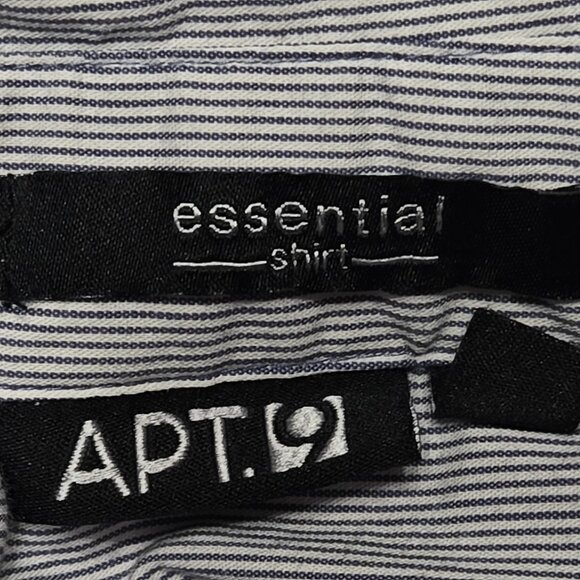 APT 9 Shirt Womens Plus 3X Gray Pinstripe Button Up Roll Tab Sleeve Essential - Picture 11 of 14